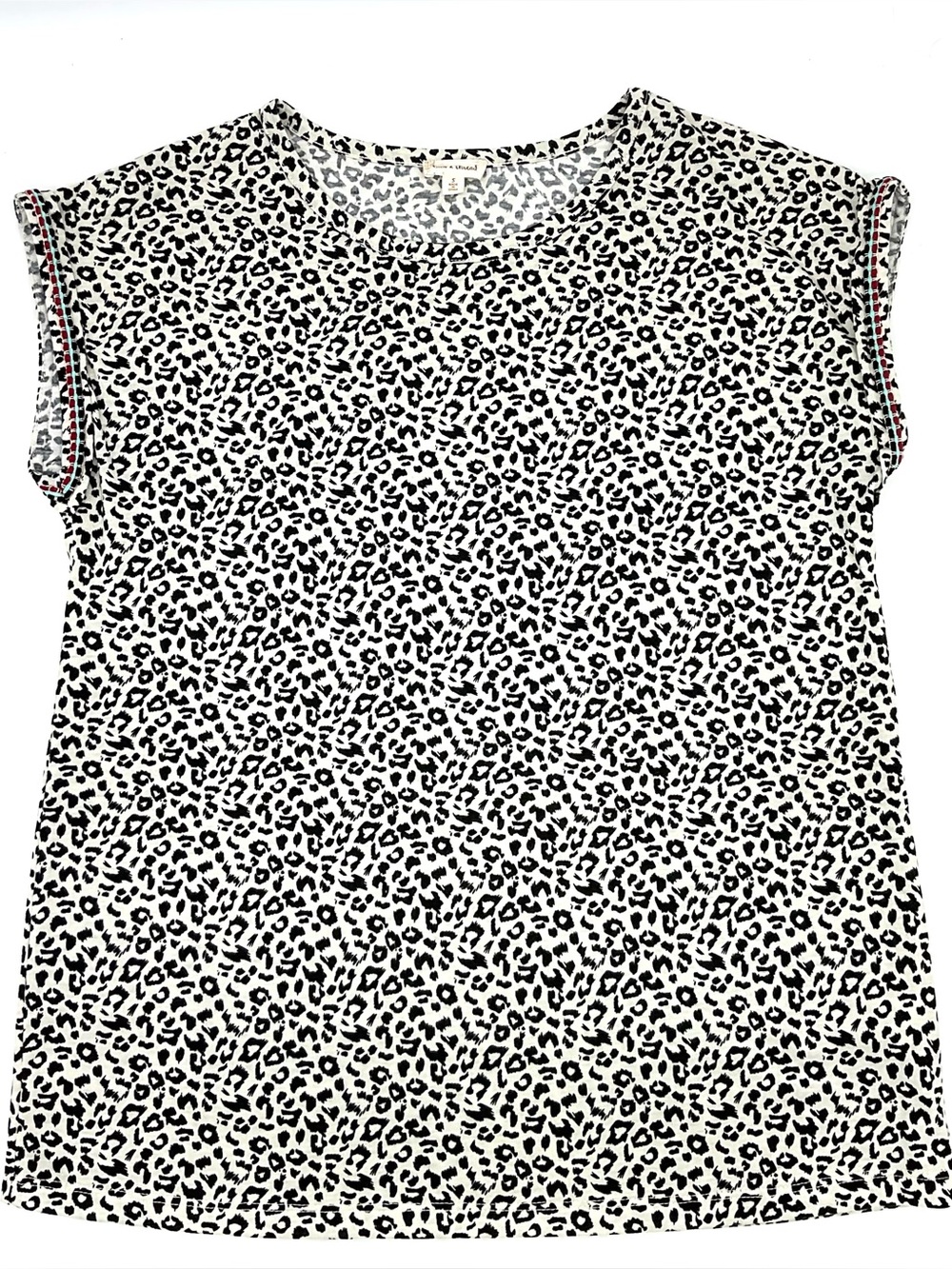 Hem & Thread Cap Sleeve Animal Print Top Oversized Small